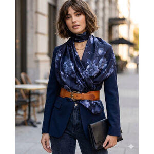 Women's Unbranded Navy Purple Floral Scarf One Size